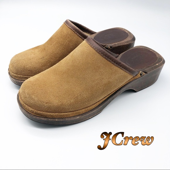 J. Crew Shoes - JCrew Suede Tan Wooden Clog sz 6